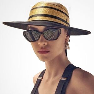 Dior Black Cat-Eye Sunglasses With Gold Studs